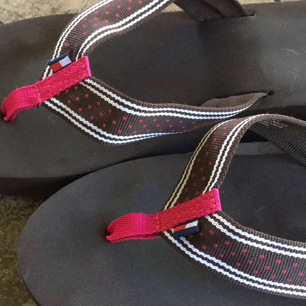 Tommy Hilfiger Brown Platform Thong Sandals